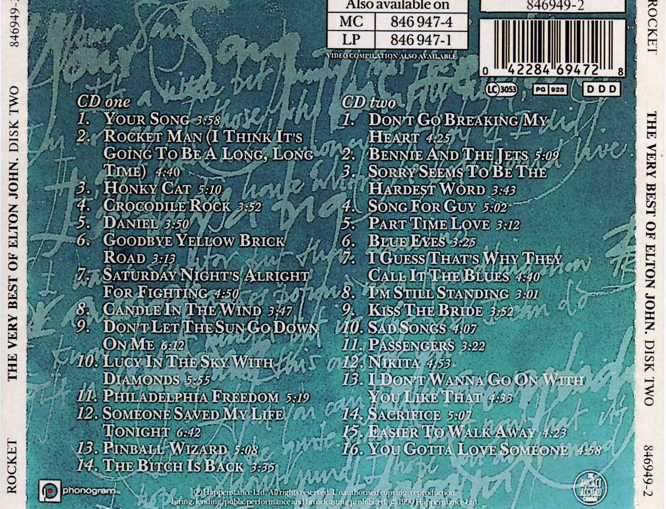 Elton John The Very Best Of Elton John : Back